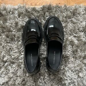 Black patent leather Chunky loafers. Size 8.5. Excellent condition.
